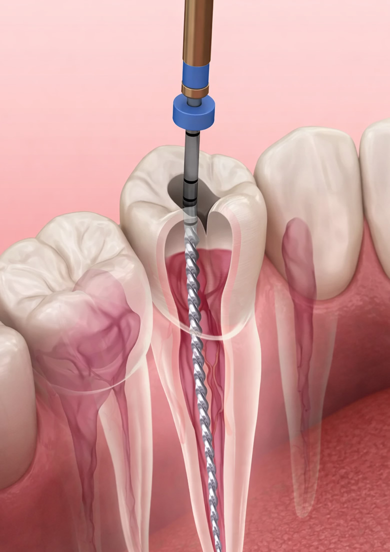 Endodonzia Piacenza Lodi: dettaglio del trattamento canalare su dente. Cure dentali specialistiche.